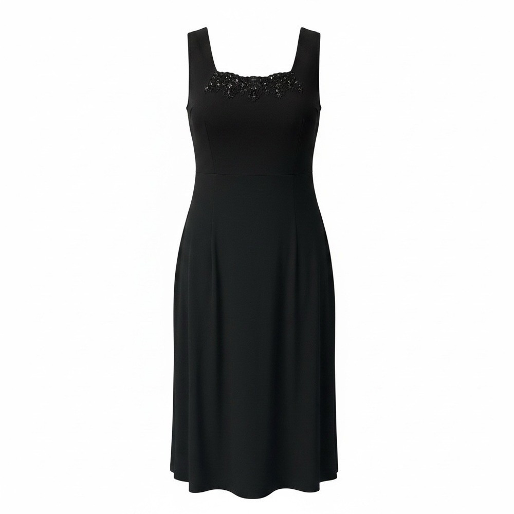 RM Richards Black Sequin Sleeveless Maxi Dress Size L Formal Cocktail Wedding
